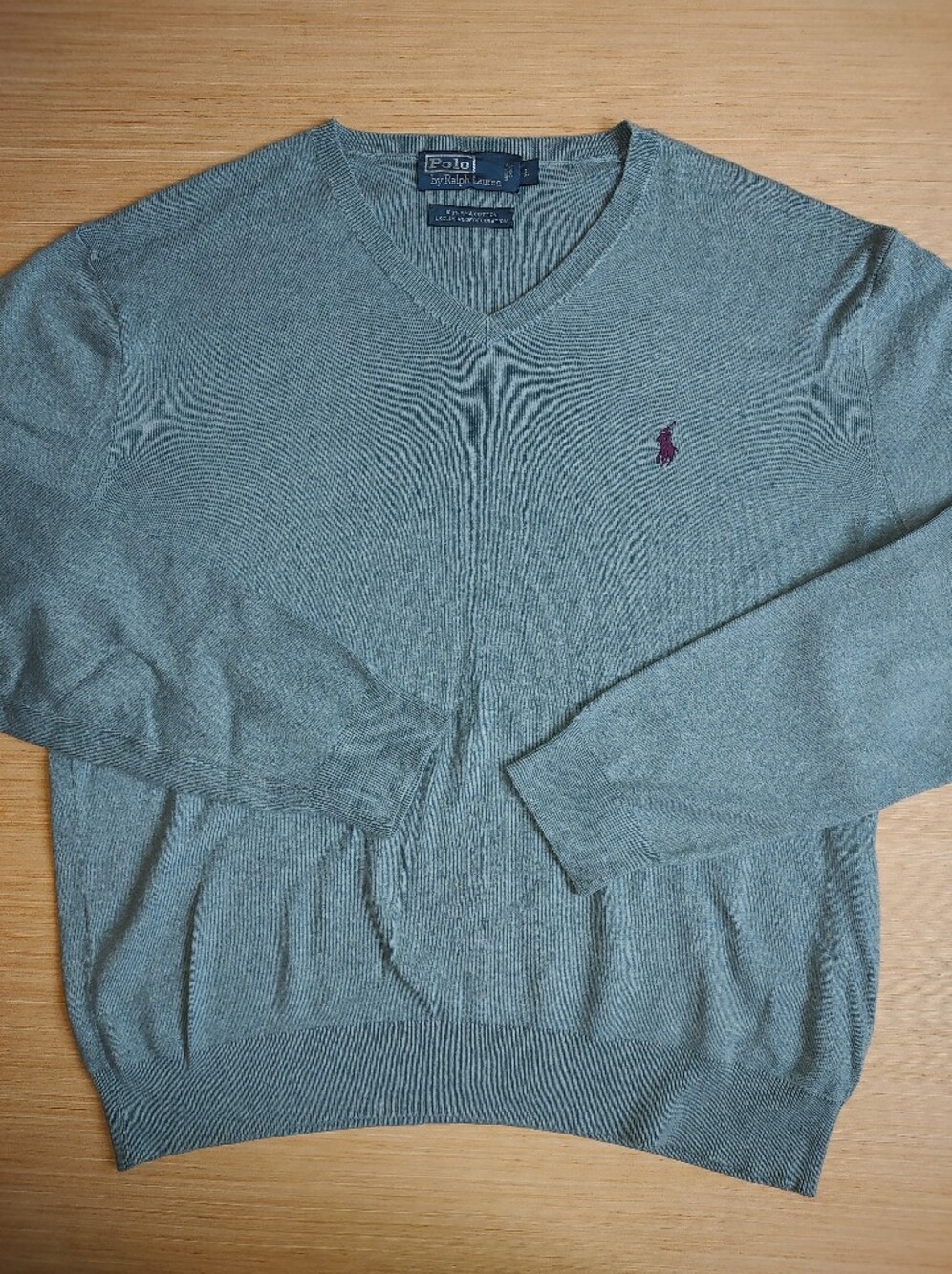 Ralph Lauren Long Sleeve Pullover Sweater Blue Grey Purple Pony Pima Cotton L